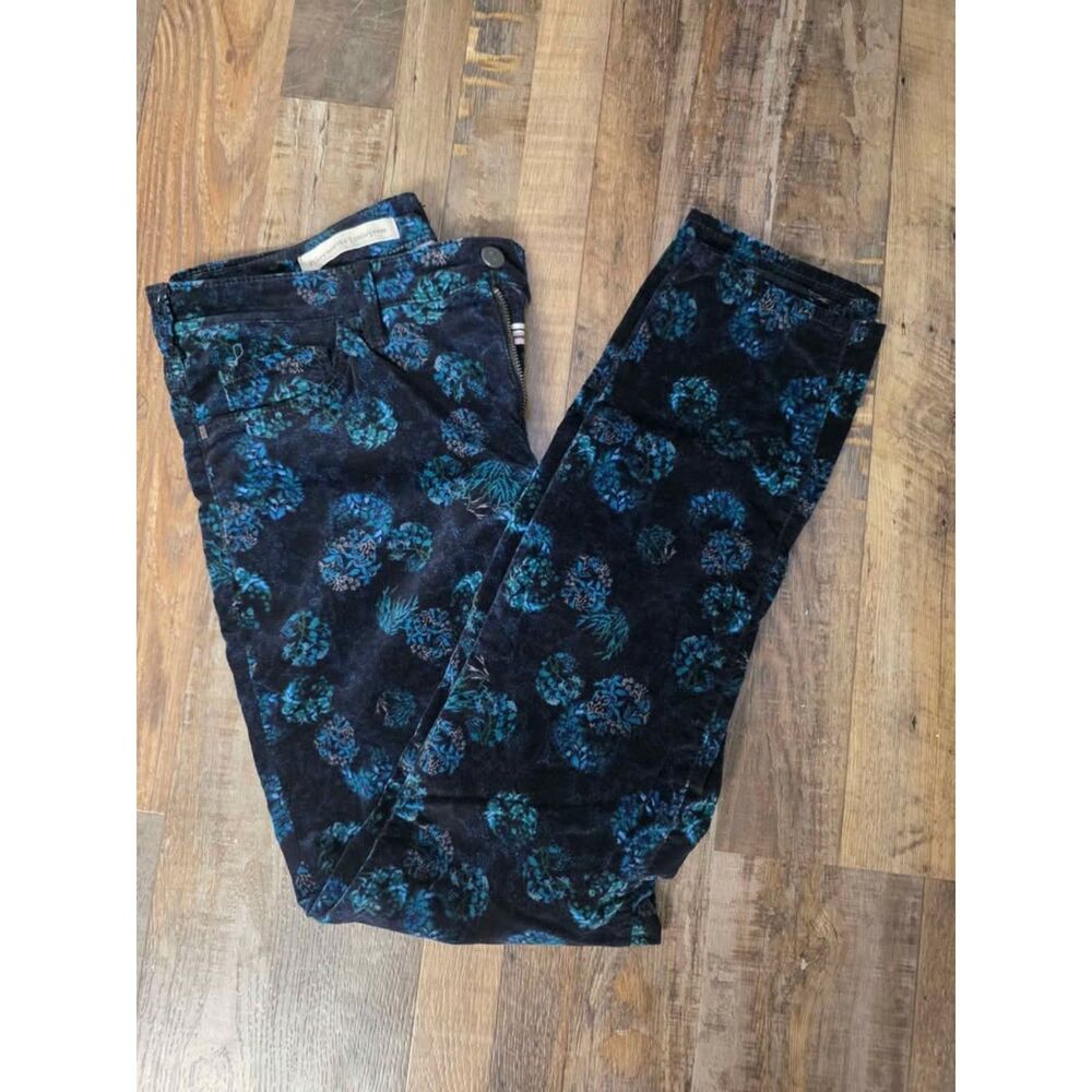 Pilcro and the Letterpress Script Floral Velvet Pants